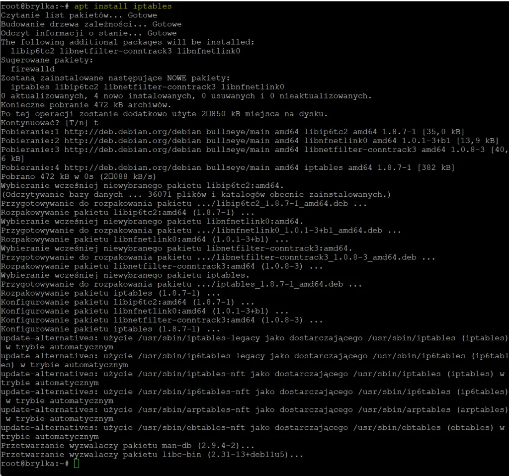 Instalacja iptables