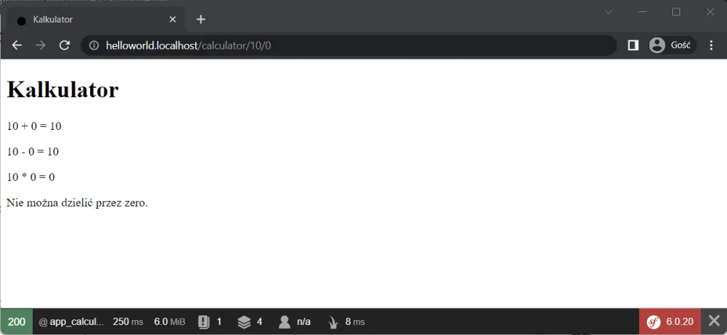 Zabezpieczenie aplikacji przed dzieleniem przez zero w widokach Symfony.