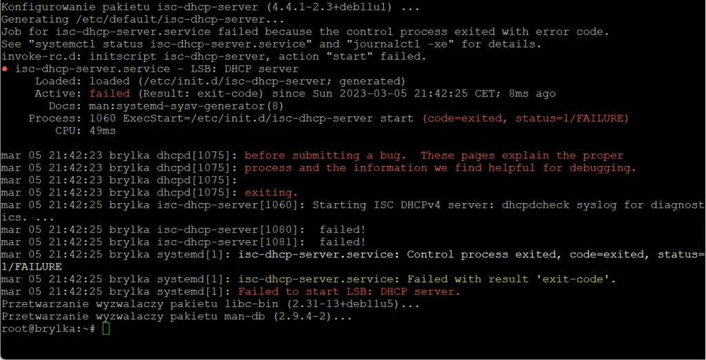 Instalacja serwera DHCP w Debianie