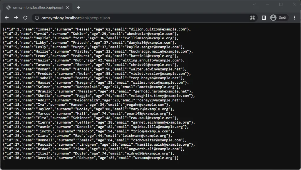 Zwrócony json przez jeden z endpointów /api/people.json