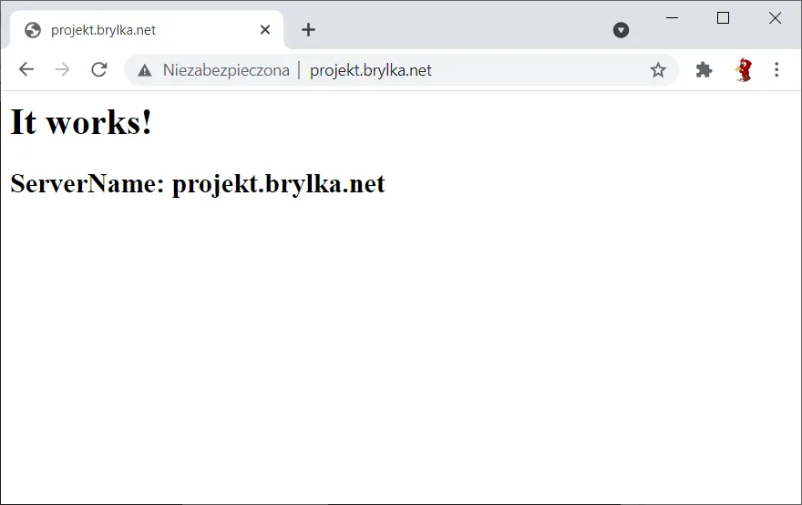 Sprawdzenie działania Apache w przeglądarce z dowolnego komputera w Internecie.