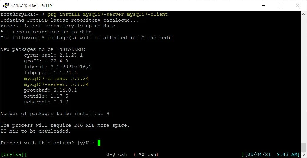 Pakiety instalowane razem z serwerem i klientem MySQL.