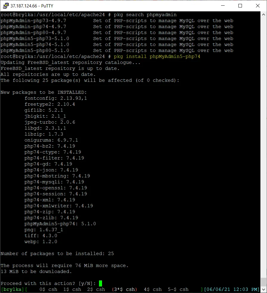 Rozpoczęcie instalacji phpMyAdmin.