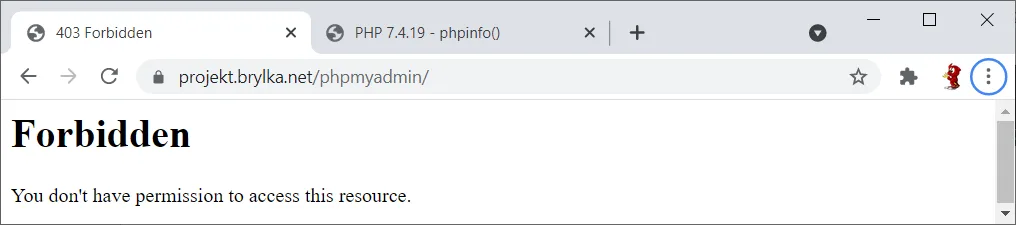 Brak dostępu dla hostów innych niż wpisane w ustawieniu Apache.