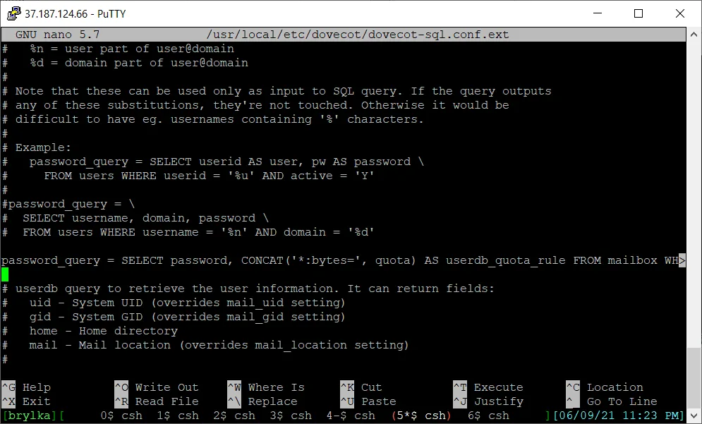 Edycja pliku dovecot-sql.conf.ext.