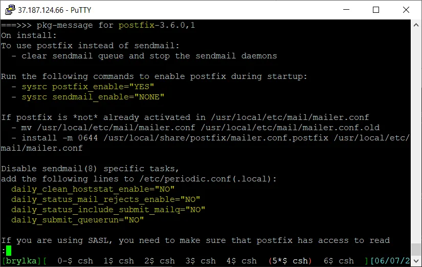 Zainstalowany Postfix.