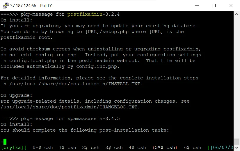 Zainstalowany PostfixAdmin.