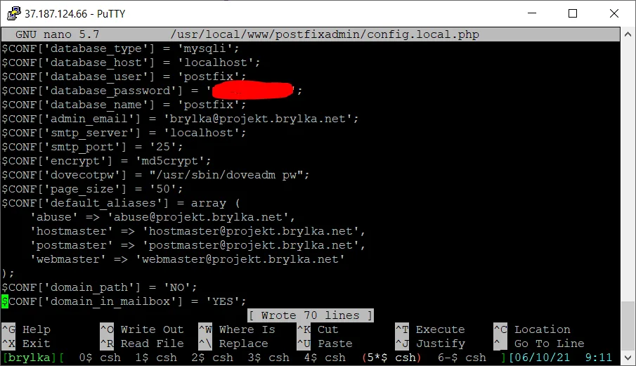 Edycja pliku config.local.php.