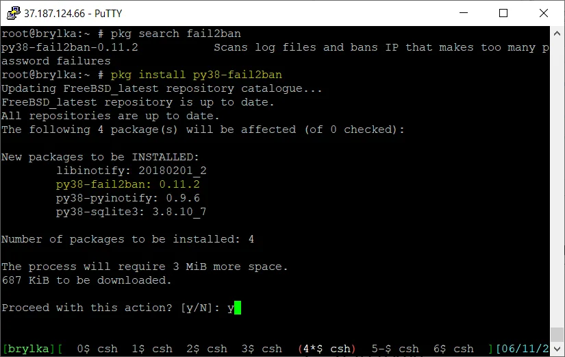 Inicjowanie instalacji Fail2Ban.