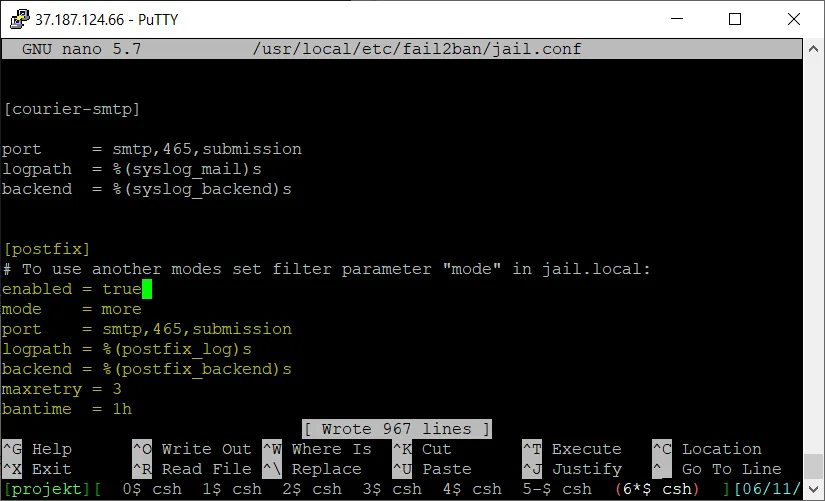 Konfiguracja jaila Fail2Ban dla SMTP.