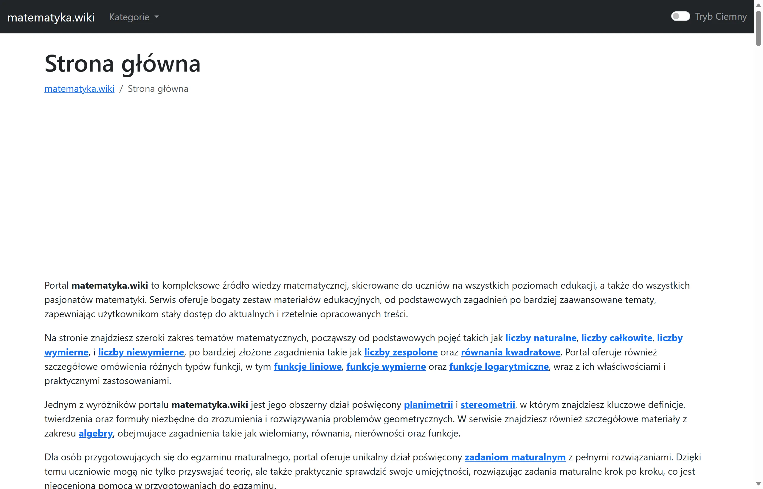 Zrzut ekranu: matematyka.wiki