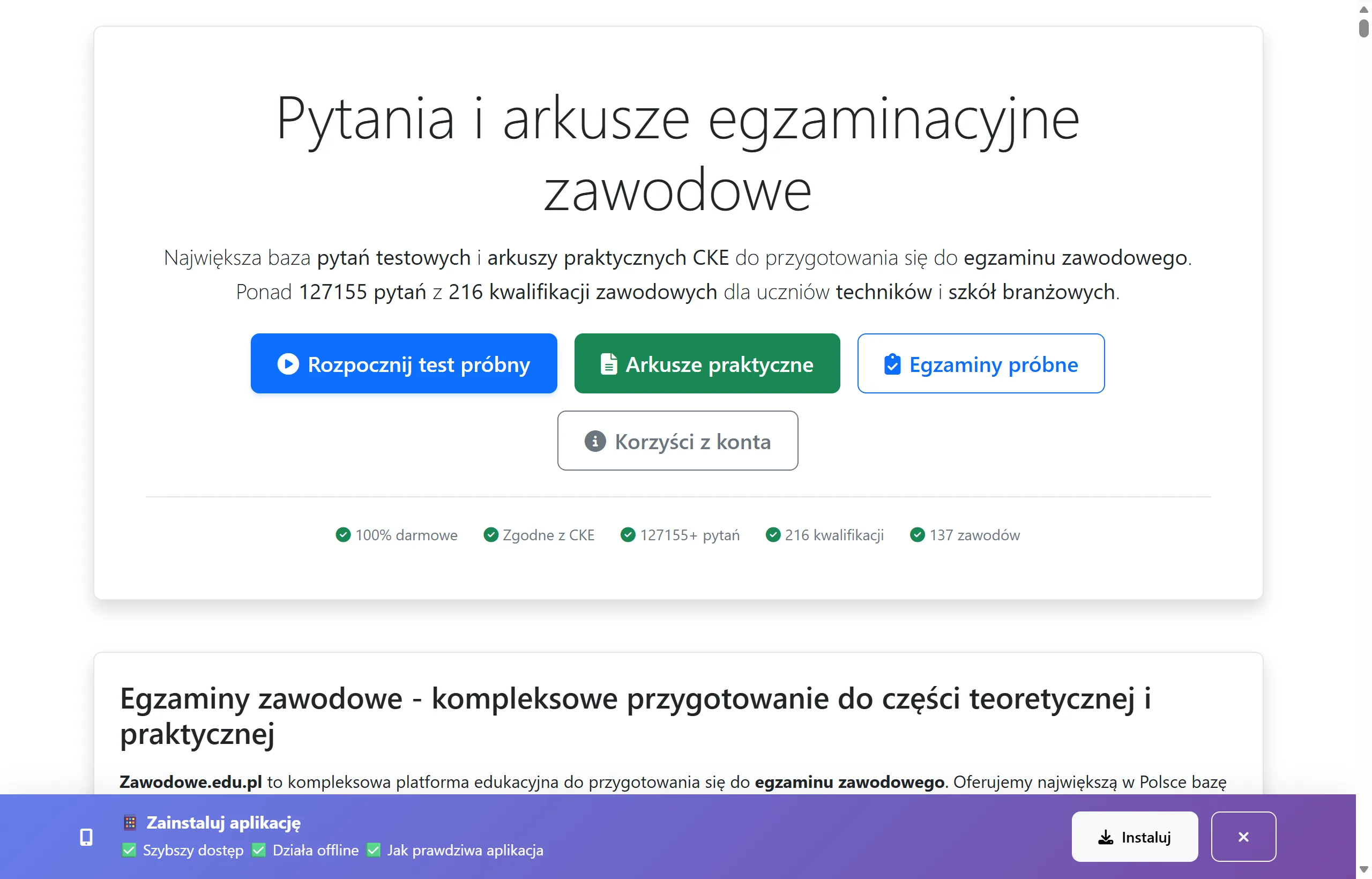 Zrzut ekranu: zawodowe.edu.pl