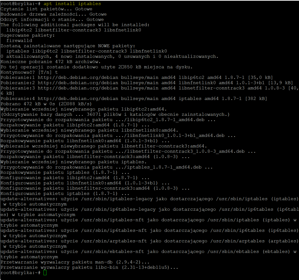 Instalacja iptables