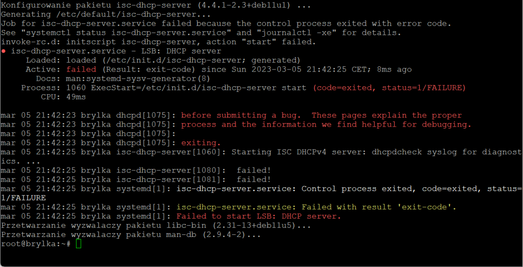 Instalacja serwera DHCP w Debianie