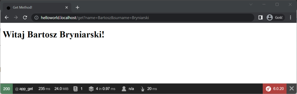 Przekazywanie danych metodą GET do Symfony.