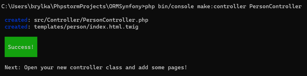 Tworzenie kontrolera w Symfony.