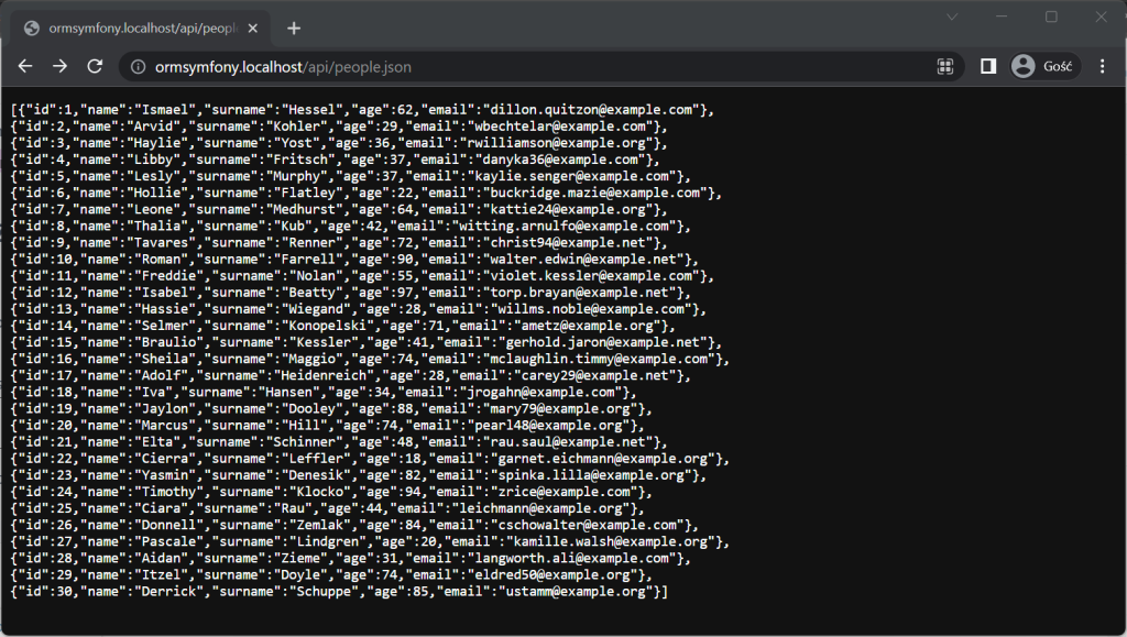 Zwrócony json przez jeden z endpointów /api/people.json